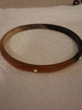 Gradient Brown Resin Bangle with Crystal Accent